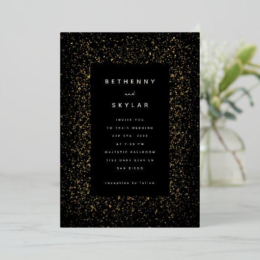 Invitation Gold Starry Night Foil (Debout devant)