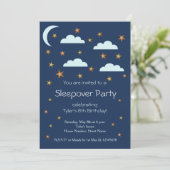 Invitation Gold Stars Blue Nuages Anniversaire Soirée (Debout devant)