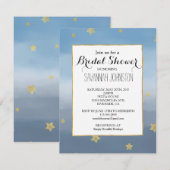 Invitation Gold Stars Blue Watercolor Sky douche nuptiale (Devant / Derrière)