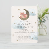 Invitation Gold Stars & Crescent Moon Red Panda Baby shower (Debout devant)