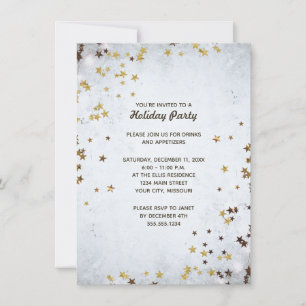 Invitation Gold Stars Élégante fête de Noël
