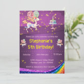 Invitation Gold Stars et Purple Unicorn Anniversaire (Debout devant)