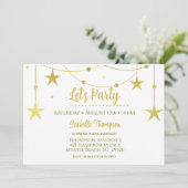 Invitation Gold Stars Faisons la fête Anniversaire (Debout devant)