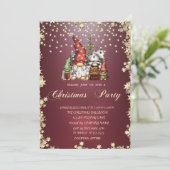 Invitation Gold Stars Gnomes Fête de Noël familiale (Debout devant)