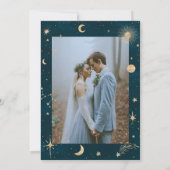 Invitation Gold Stars Moon Indigo Celestial Photo Mariage (Dos)