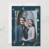 Invitation Gold Stars Moon Indigo Celestial Photo Mariage (Dos)