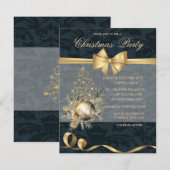 Invitation Gold Stars Noël Arbre Bow Ball Noël (Devant / Derrière)