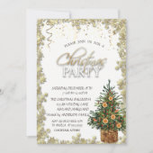 Invitation Gold Stars, Noël Arbre Orange Noël (Devant)