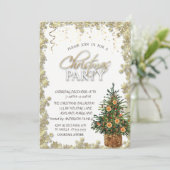 Invitation Gold Stars, Noël Arbre Orange Noël (Debout devant)