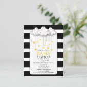 Invitation Gold Stars Nuage Noir + Blanc Baby shower Neutre (Debout devant)