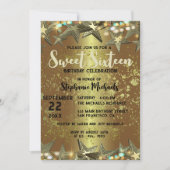 Invitation Gold Stars Parties scintillant et lumières Sweet 1 (Devant)