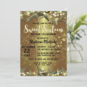 Invitation Gold Stars Parties scintillant et lumières Sweet 1 (Debout devant)