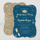 Invitation Gold Stars Parties scintillant Grad Casquette (Devant / Derrière)