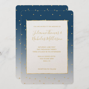 Invitation Gold Stars Sky Shine Bright Ombre Mariage