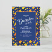 Invitation Gold Stars sur la Marine Blue Graduation Party (Debout devant)