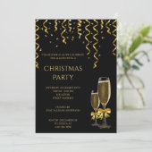 Invitation Gold Streamers & Champagne Christmas (Debout devant)