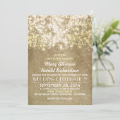 Invitation Gold String Lights Glam Élégant mariage vintage (Debout devant)