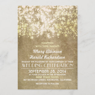 Invitation Gold String Lights Glam Élégant mariage vintage