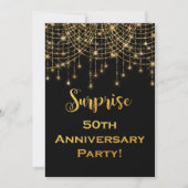 Invitation Gold String Lights Gold Texte 50e anniversaire (Devant)