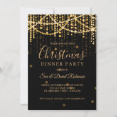 Invitation Gold String Lights Noël Fête Dîner (Devant)