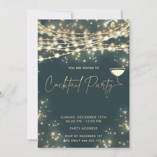Invitation Gold string lumières entreprise Cocktail party (Devant)