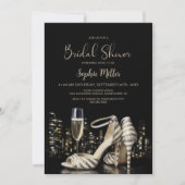 Invitation Gold Striped Stiletto Shoes Bridal Shower (Devant)