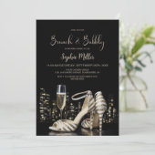 Invitation Gold Striped Stiletto Shoes Brunch and Bubbly (Debout devant)