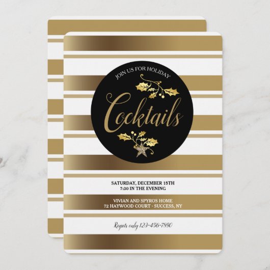 Invitation Gold Stripes (Devant / Derrière)