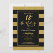 Invitation Gold Stripes 18e fête d'anniversaire (Devant)