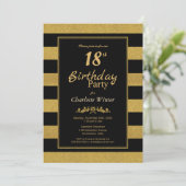 Invitation Gold Stripes 18e fête d'anniversaire (Debout devant)