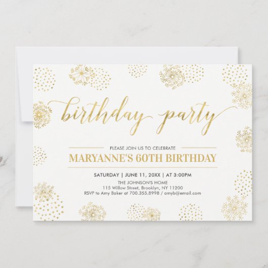 Invitation Gold Stylish Modern 50e, 60e fête d'anniversaire (Devant)