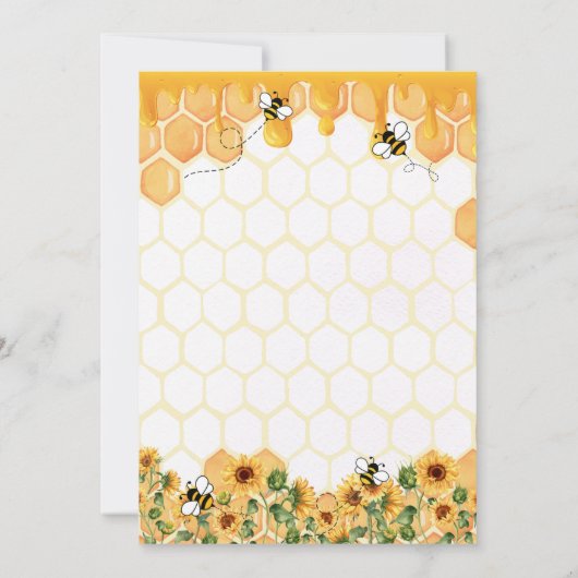 Invitation Gold Sunflower Honeycomb Honeybee Baby shower (Dos)