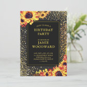 Invitation Gold Sunflowers fête d'anniversaire (Debout devant)