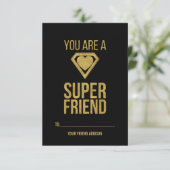 Invitation Gold Superhero Friend Classroom Valentine Card (Debout devant)