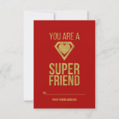 Invitation Gold Superhero Friend Classroom Valentine Card Rou (Devant)