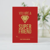 Invitation Gold Superhero Friend Classroom Valentine Card Rou (Debout devant)