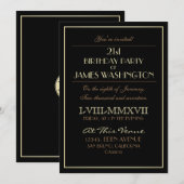 Invitation Gold sur les chiffres romains noirs| 21e anniversa (Devant / Derrière)