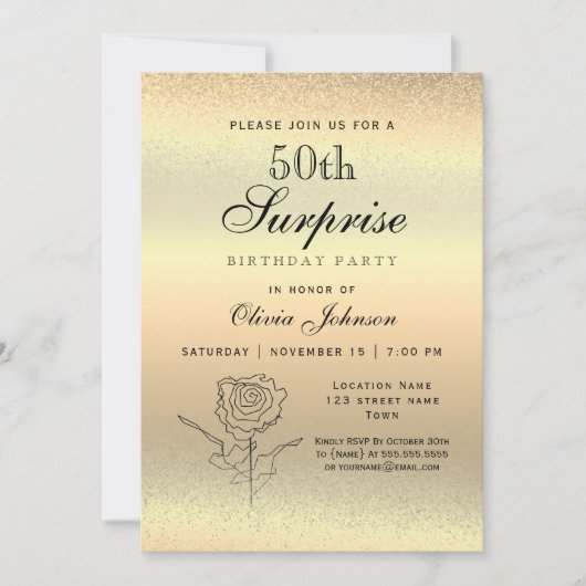 Invitation Gold Surprise 50e anniversaire (Devant)
