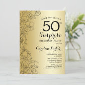 Invitation Gold Surprise 50e fête d'anniversaire (Debout devant)