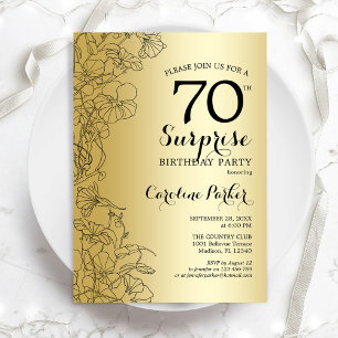 Invitation Gold Surprise 70e fête d'anniversaire