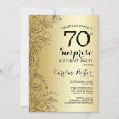 Invitation Gold Surprise 70e fête d'anniversaire (Devant)