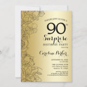 Invitation Gold Surprise 90e fête d'anniversaire (Devant)