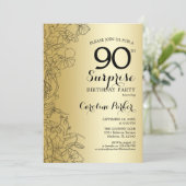 Invitation Gold Surprise 90e fête d'anniversaire (Debout devant)