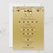 Invitation Gold Surprise Party Faux Sequins Hearts Bow (Dos)
