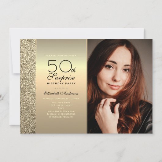 Invitation Gold Surprise Photo 50e anniversaire (Devant)