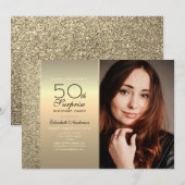 Invitation Gold Surprise Photo 50e anniversaire (Devant / Derrière)