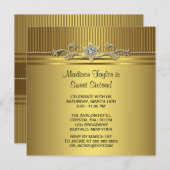 Invitation Gold Sweet 16 fête d'anniversaire (Devant / Derrière)