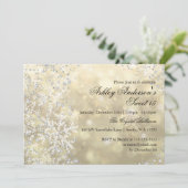 Invitation Gold Sweet 16 Winter Wonderland Sparkle Snowflakes (Debout devant)