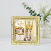 Invitation Gold Swirl 50e Mariage fête d'anniversaire (Debout devant)