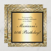 Invitation Gold Swirl Anniversaire de l'événement (Devant / Derrière)